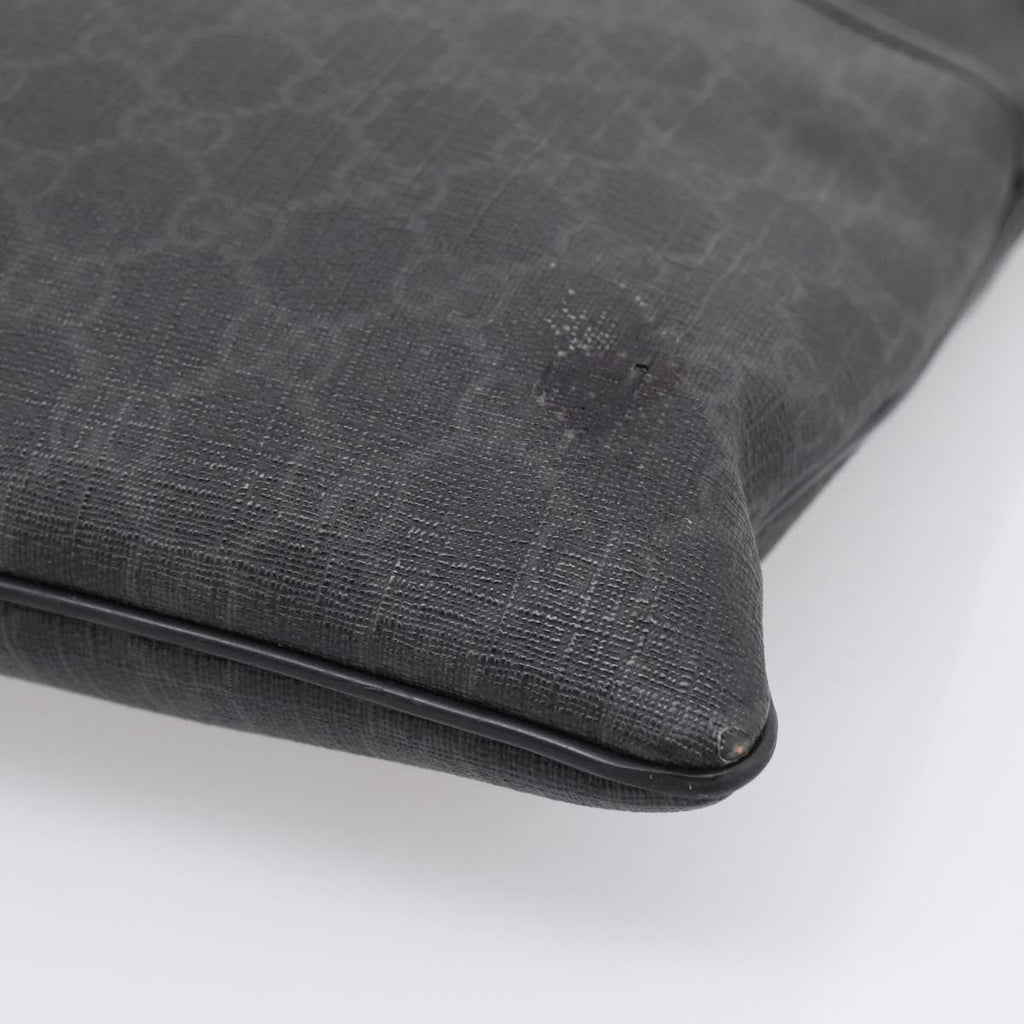 GUCCI GG Supreme Shoulder Bag PVC Black 162904 Auth ka6761