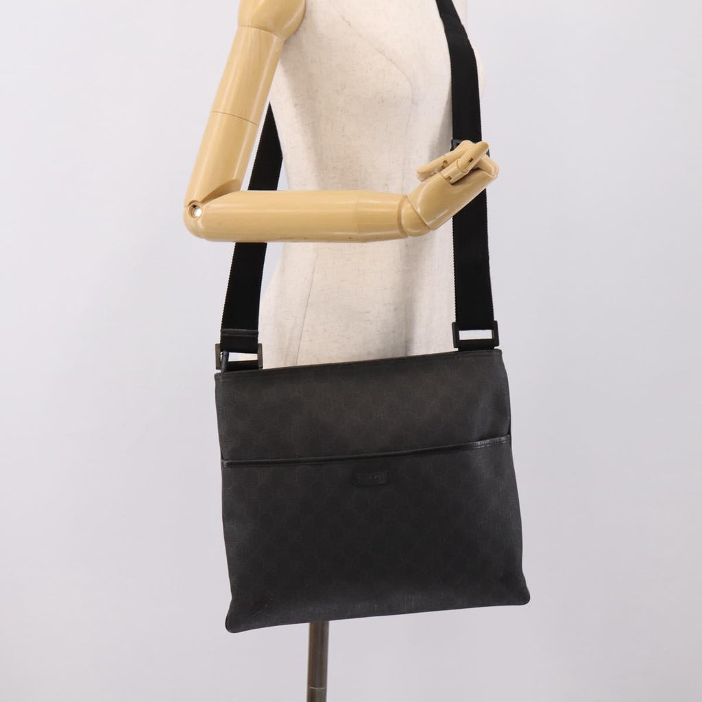 GUCCI GG Supreme Shoulder Bag PVC Black 162904 Auth ka6761