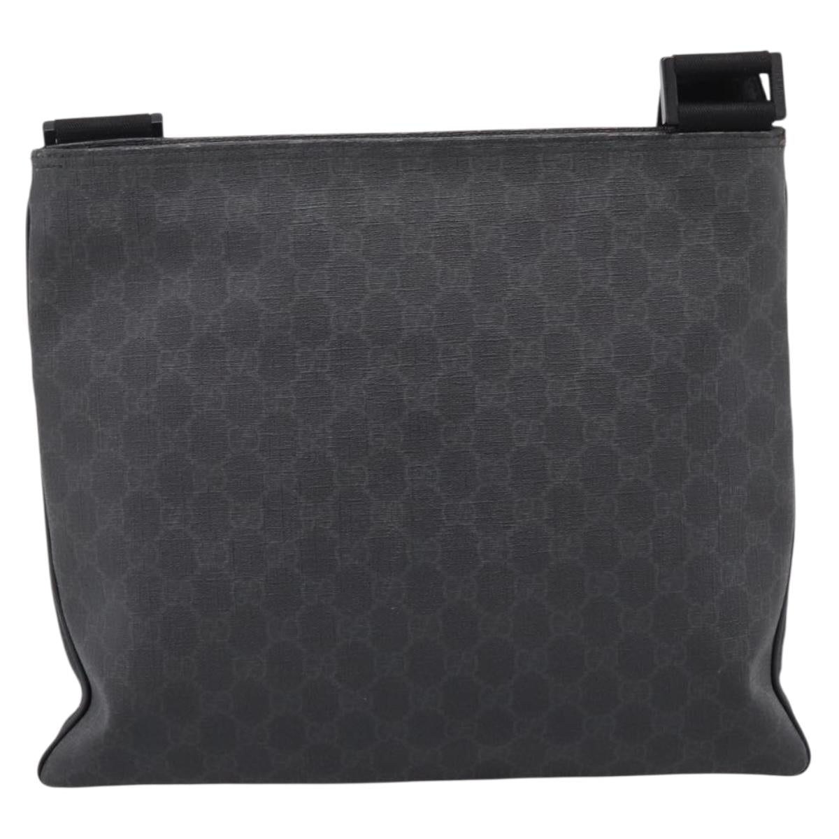 GUCCI GG Supreme Shoulder Bag PVC Black 162904 Auth ka6761