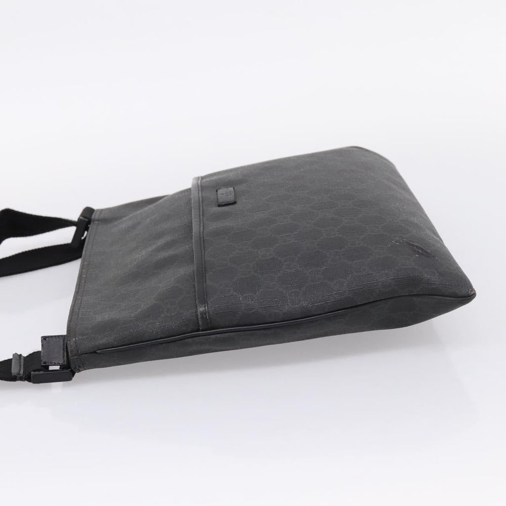 GUCCI GG Supreme Shoulder Bag PVC Black 162904 Auth ka6761