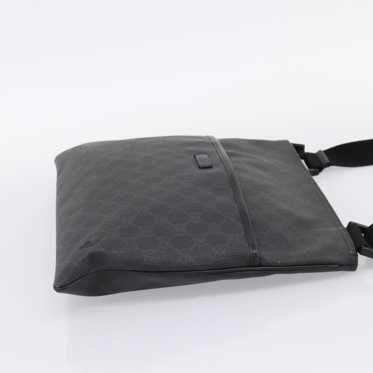 GUCCI GG Supreme Shoulder Bag PVC Black 162904 Auth ka6761
