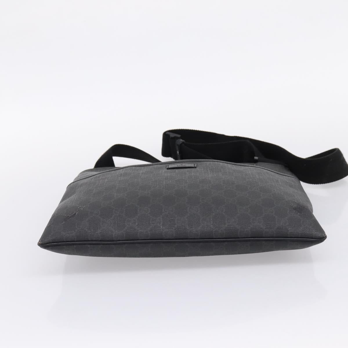 GUCCI GG Supreme Shoulder Bag PVC Black 162904 Auth ka6761