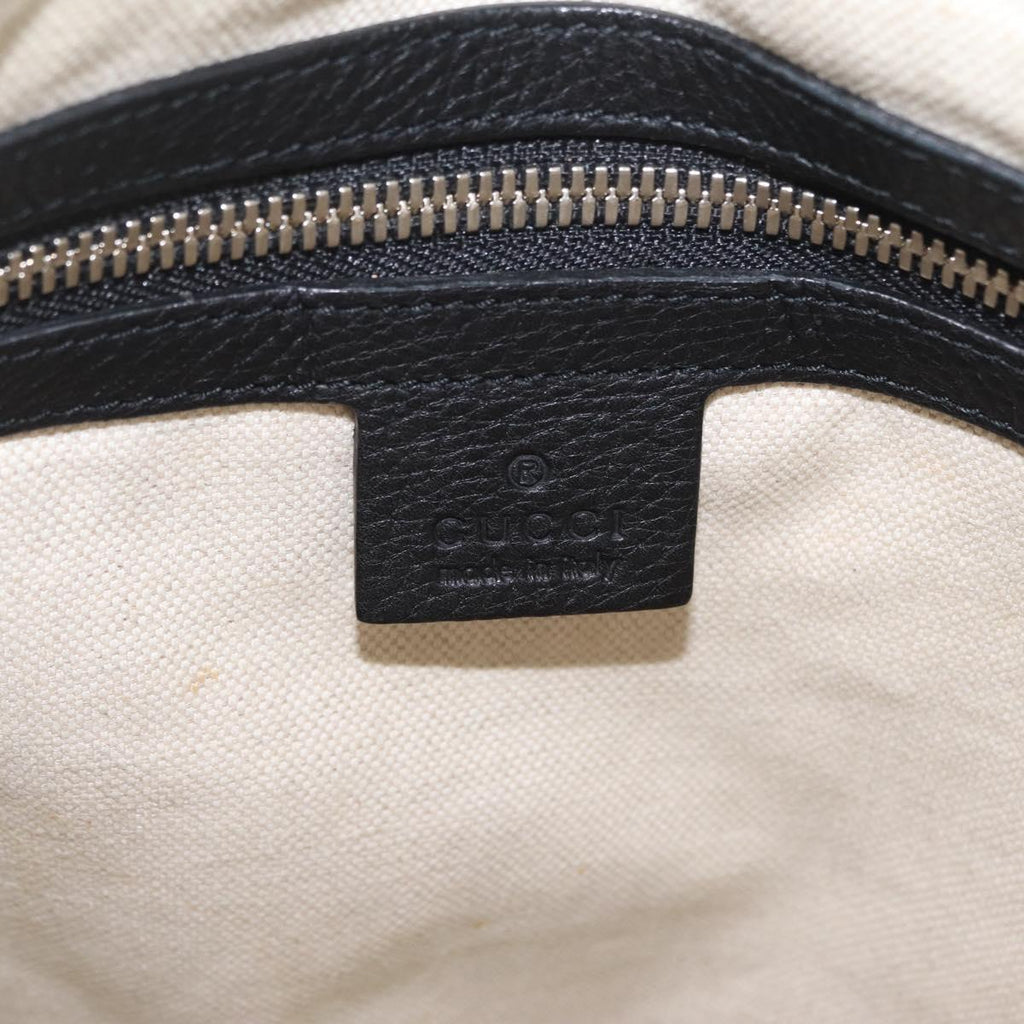 GUCCI Interlocking Shoulder Bag Leather Black Silver 322059 Auth ka6794V