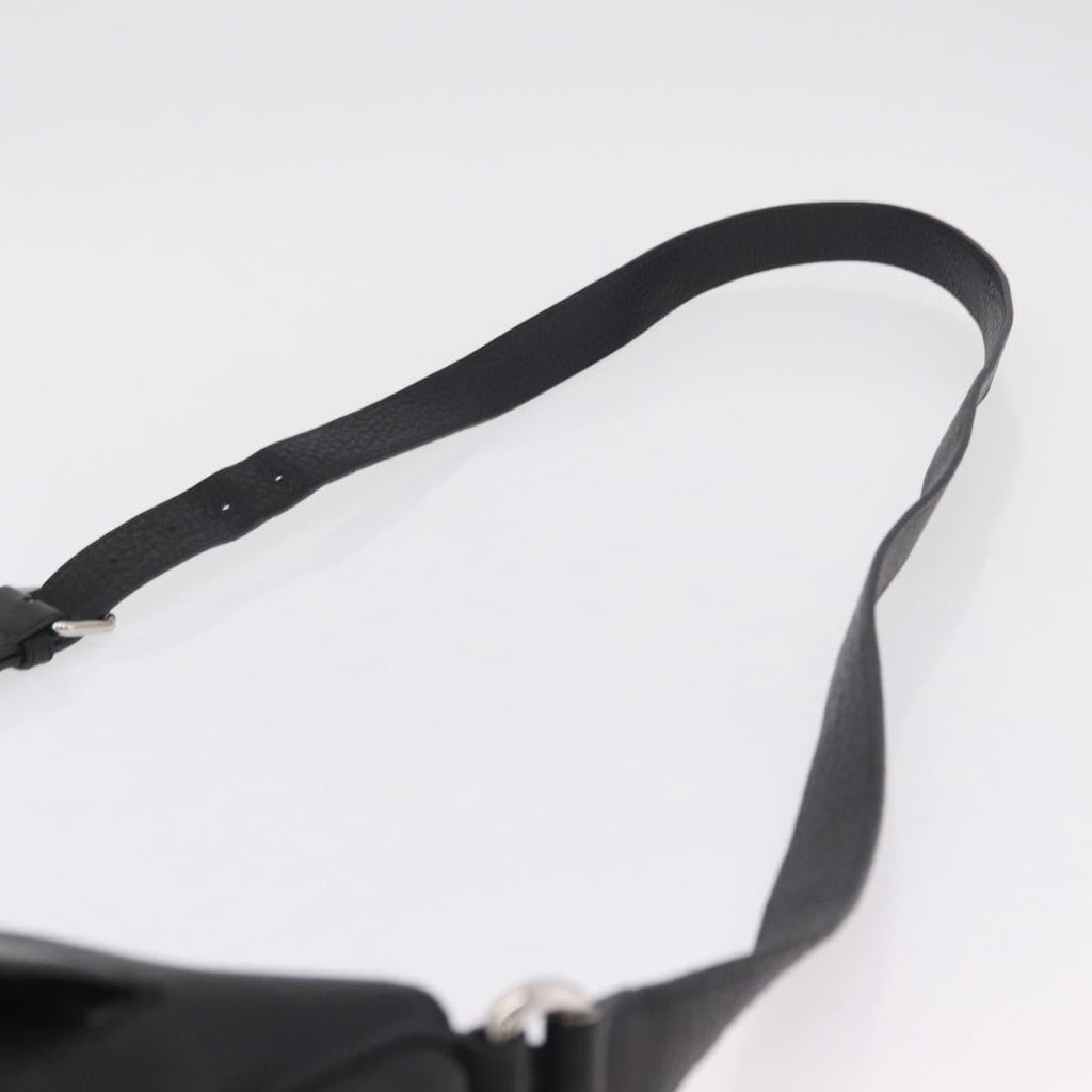 GUCCI Interlocking Shoulder Bag Leather Black Silver 322059 Auth ka6794V