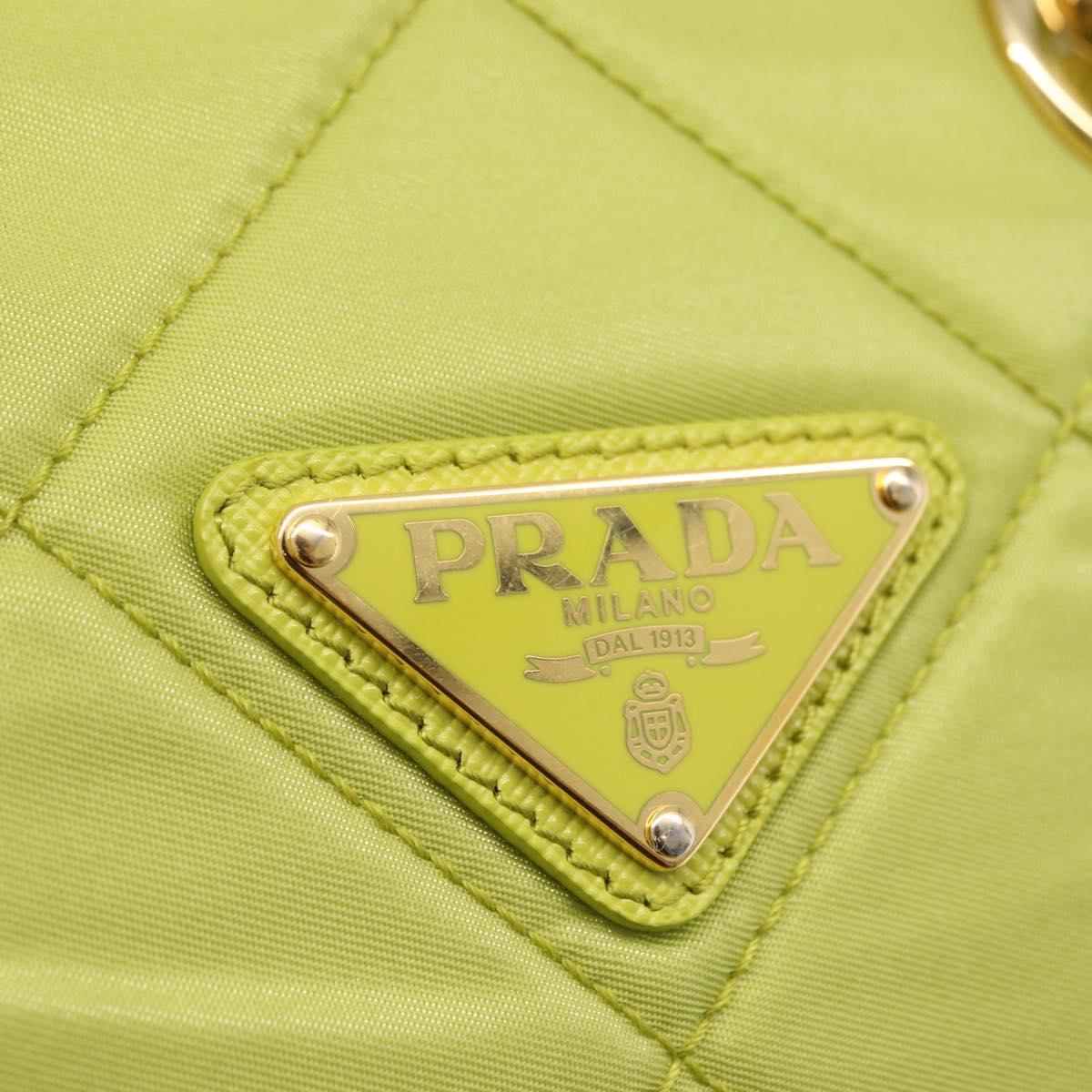 PRADA Chain Shoulder Bag Nylon LIme Green Gold Auth ka6808V