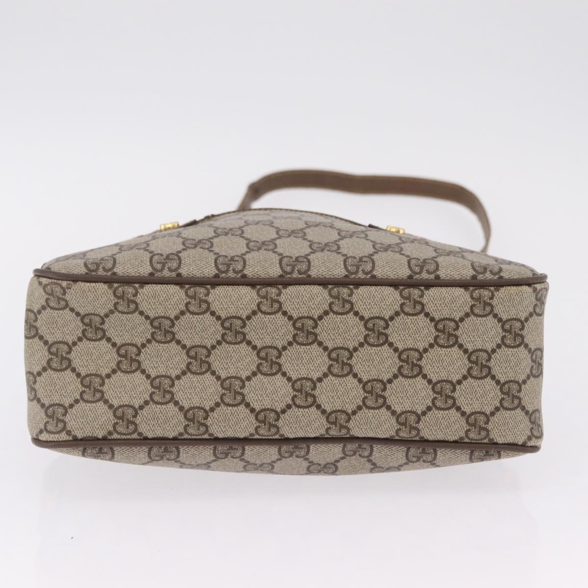 GUCCI GG Supreme Web Sherry Line Bag PVC Beige Gold 66 02 049 Auth ka6812