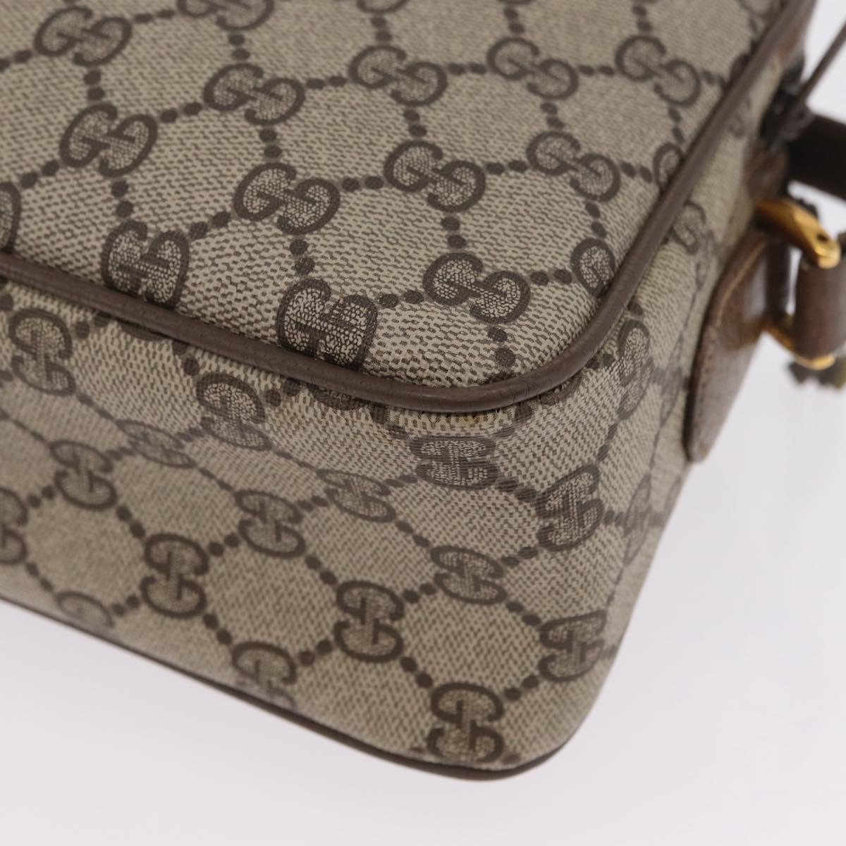GUCCI GG Supreme Web Sherry Line Bag PVC Beige Gold 66 02 049 Auth ka6812