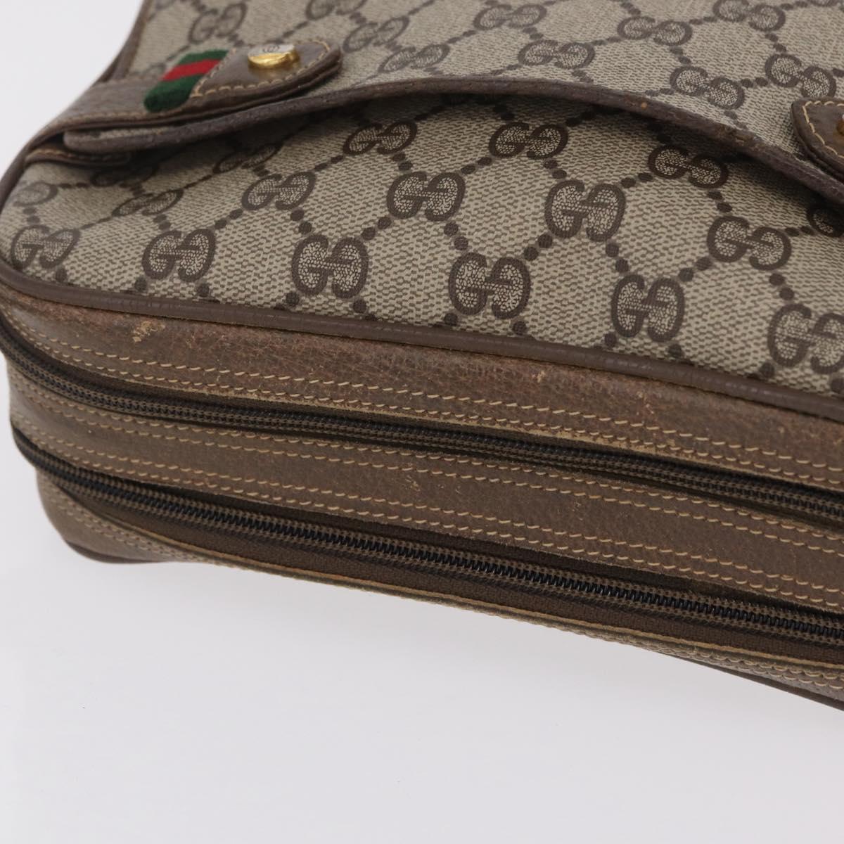 GUCCI GG Supreme Web Sherry Line Bag PVC Beige Gold 66 02 049 Auth ka6812