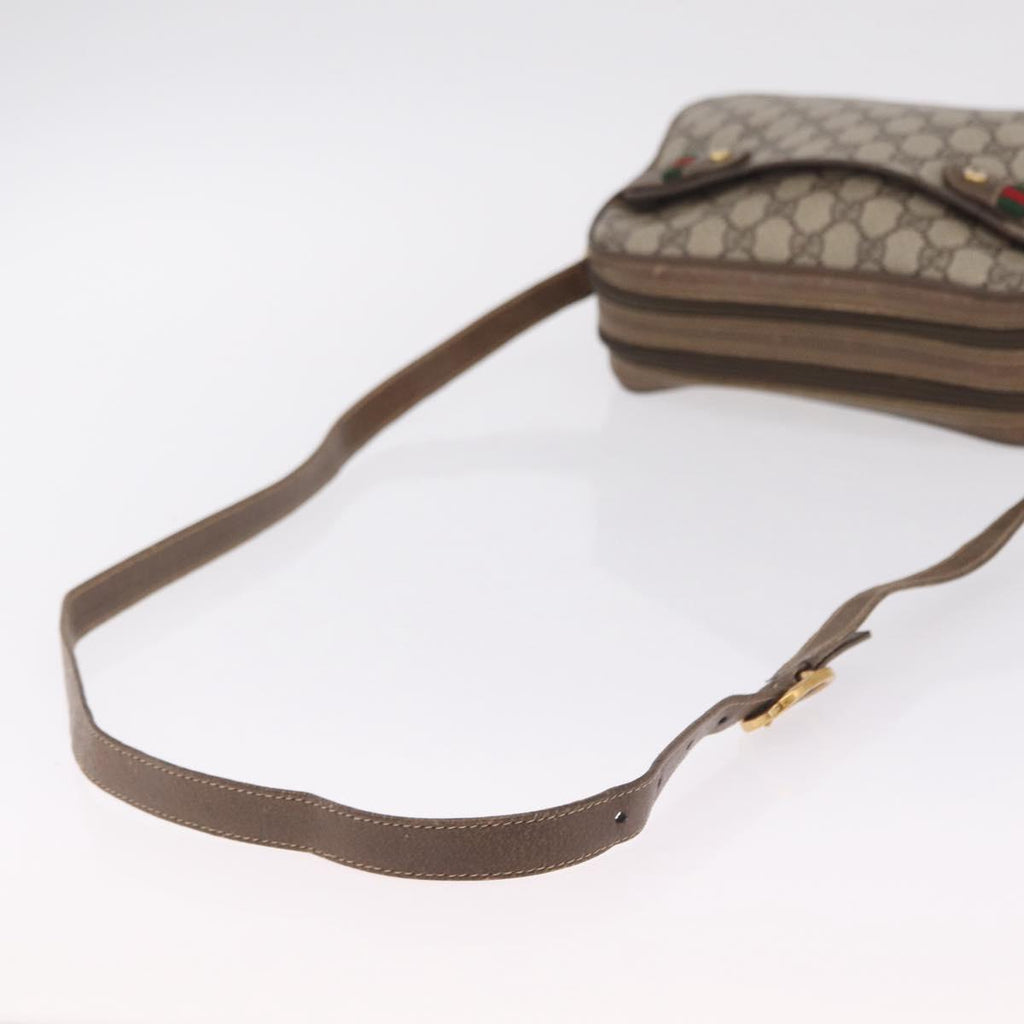 GUCCI GG Supreme Web Sherry Line Bag PVC Beige Gold 66 02 049 Auth ka6812