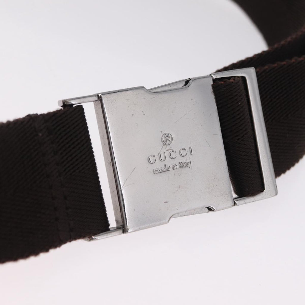GUCCI GG Canvas Waist bag Beige Silver 92543 Auth ka6823