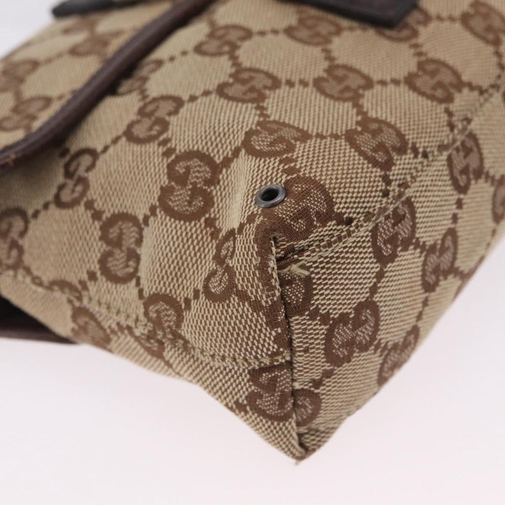 GUCCI GG Canvas Waist bag Beige Silver 92543 Auth ka6823