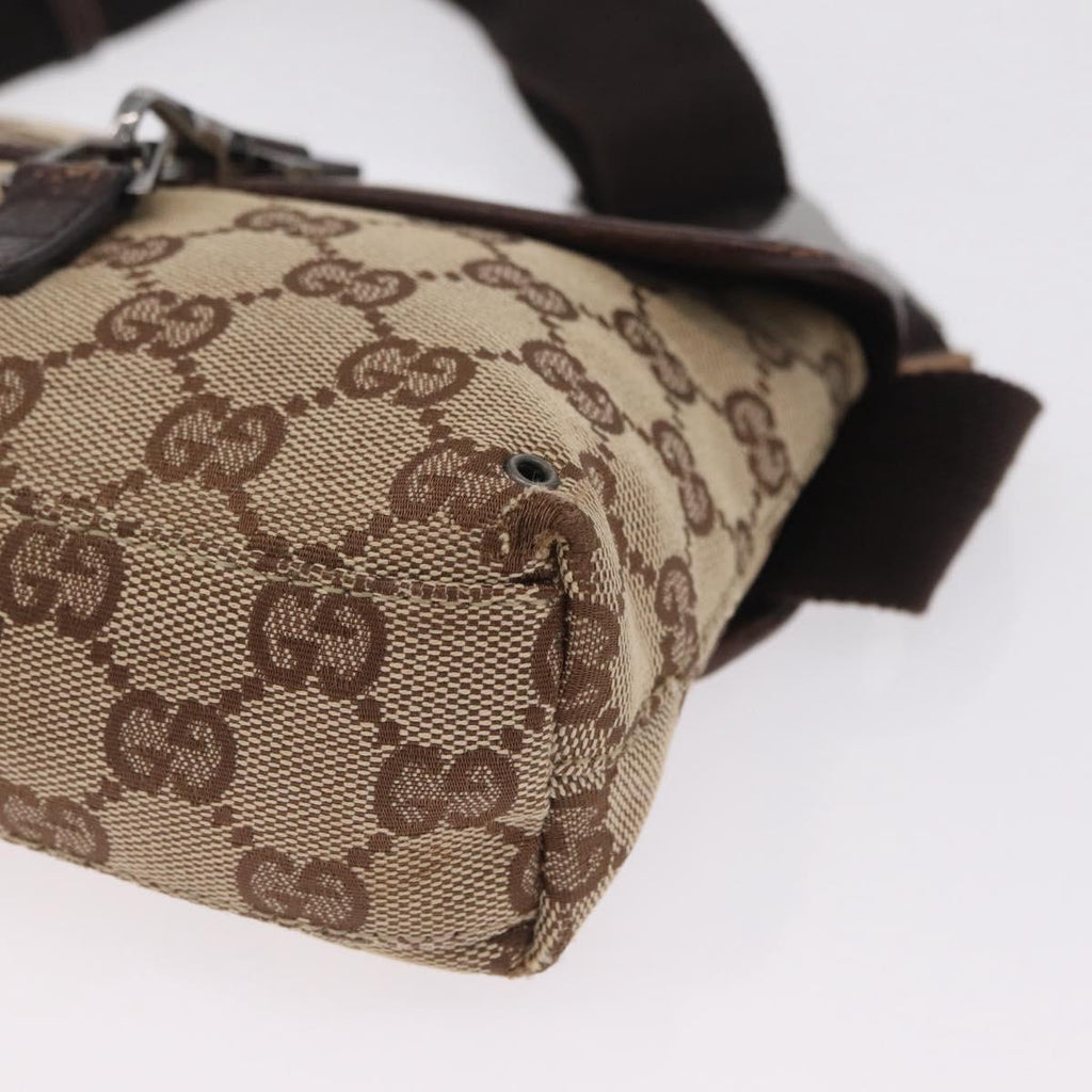 GUCCI GG Canvas Waist bag Beige Silver 92543 Auth ka6823