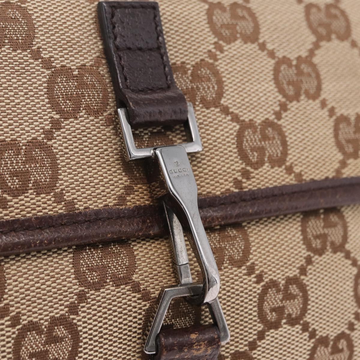 GUCCI GG Canvas Waist bag Beige Silver 92543 Auth ka6823