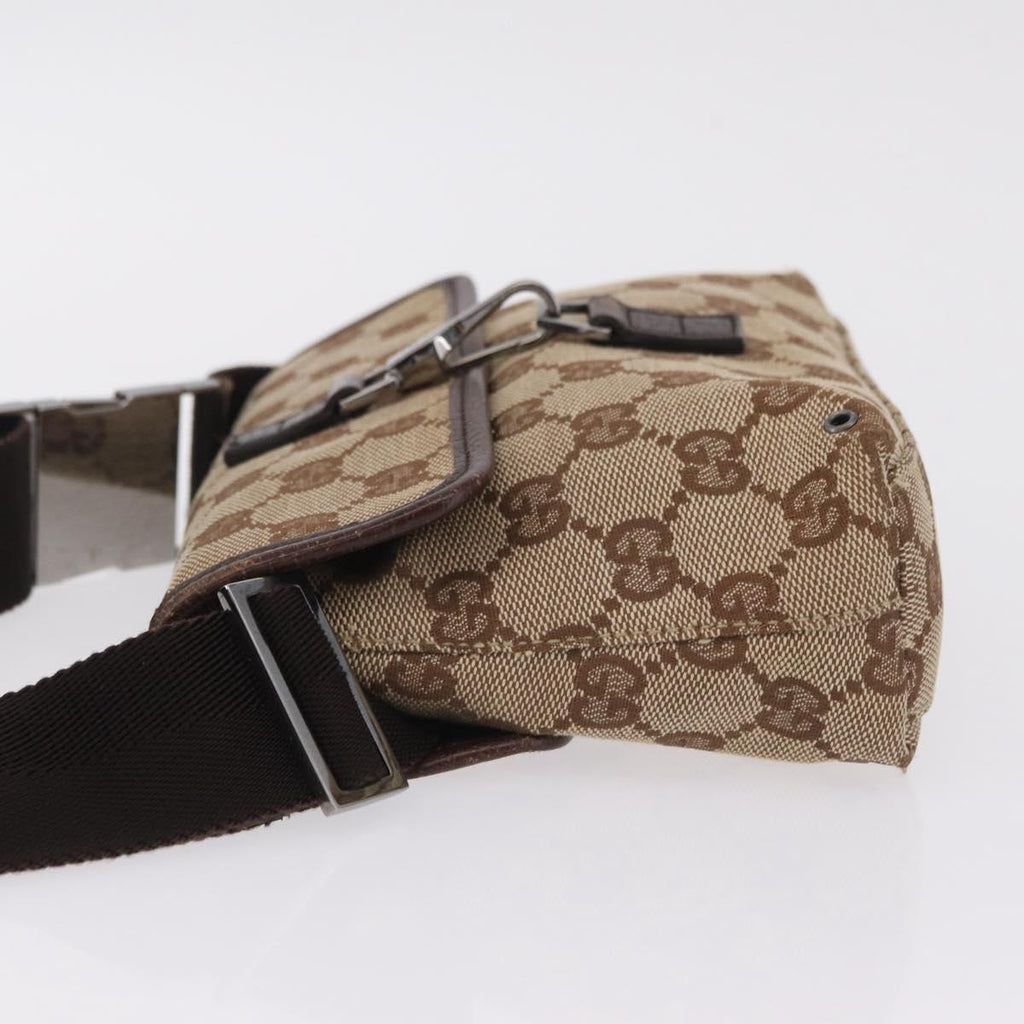 GUCCI GG Canvas Waist bag Beige Silver 92543 Auth ka6823