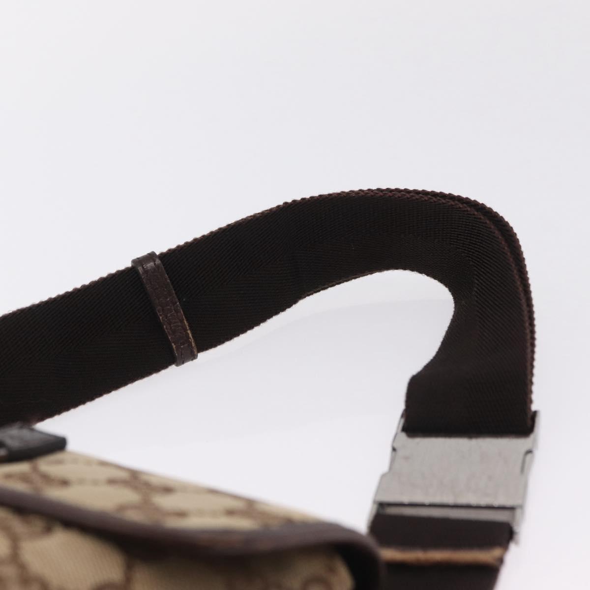 GUCCI GG Canvas Waist bag Beige Silver 92543 Auth ka6823