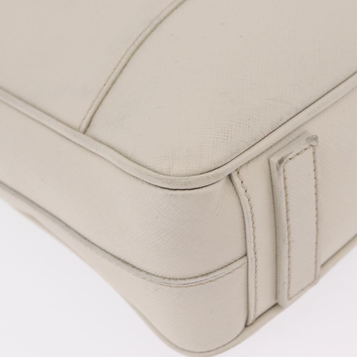 PRADA Business Bag Saffiano leather White Silver Auth ka6834
