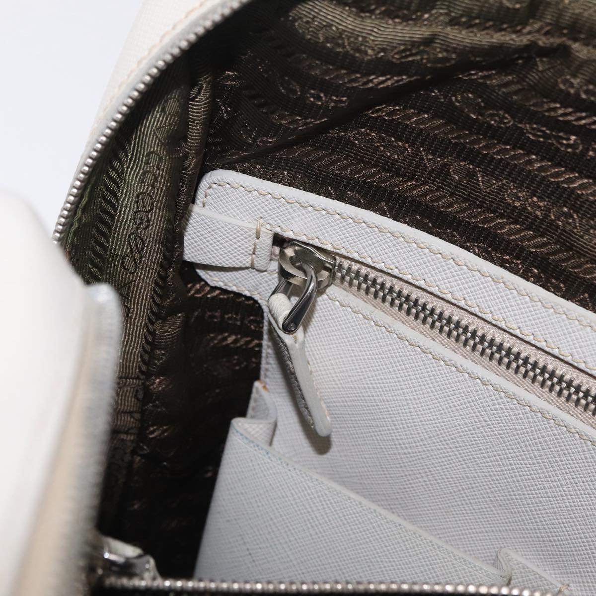 PRADA Business Bag Saffiano leather White Silver Auth ka6834