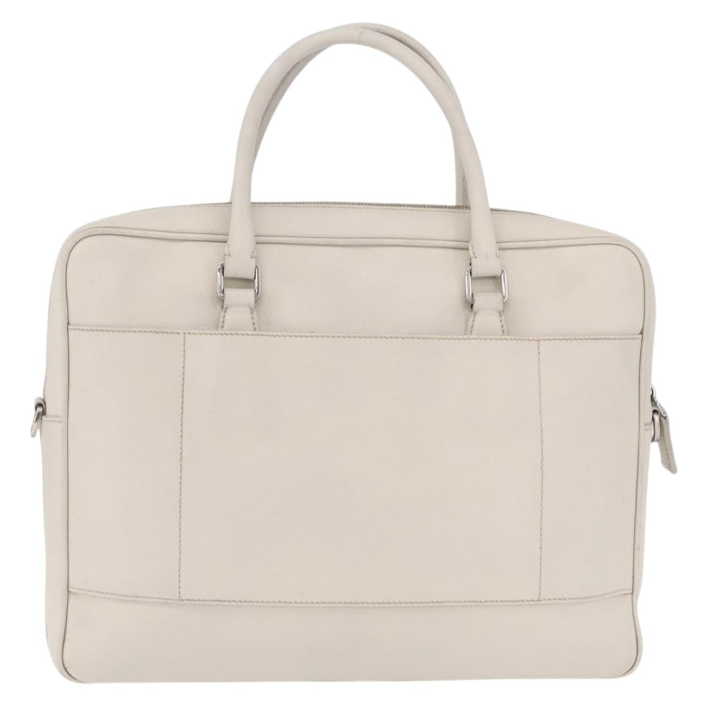 PRADA Business Bag Saffiano leather White Silver Auth ka6834