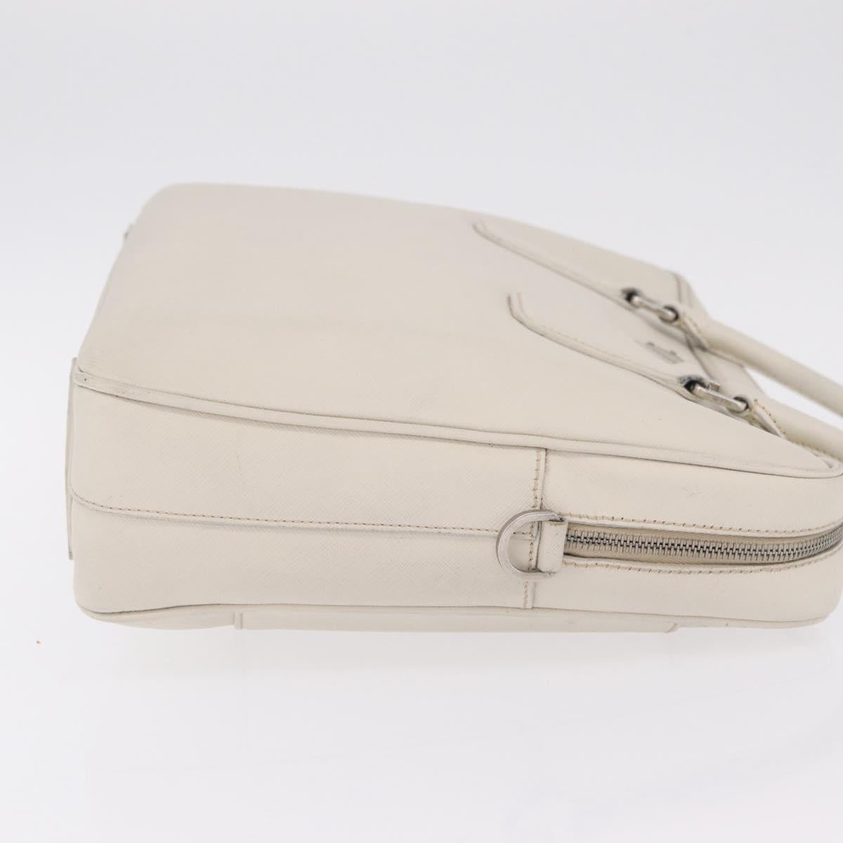 PRADA Business Bag Saffiano leather White Silver Auth ka6834