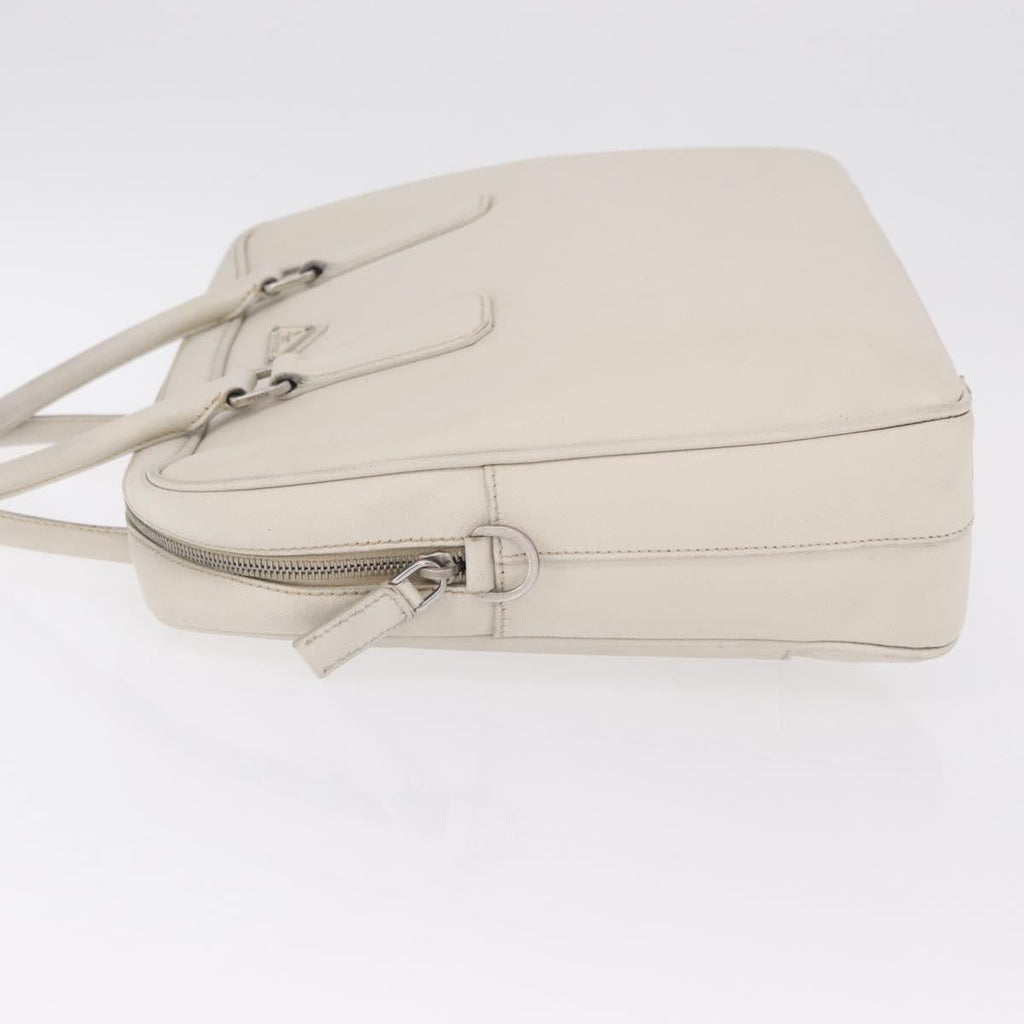 PRADA Business Bag Saffiano leather White Silver Auth ka6834