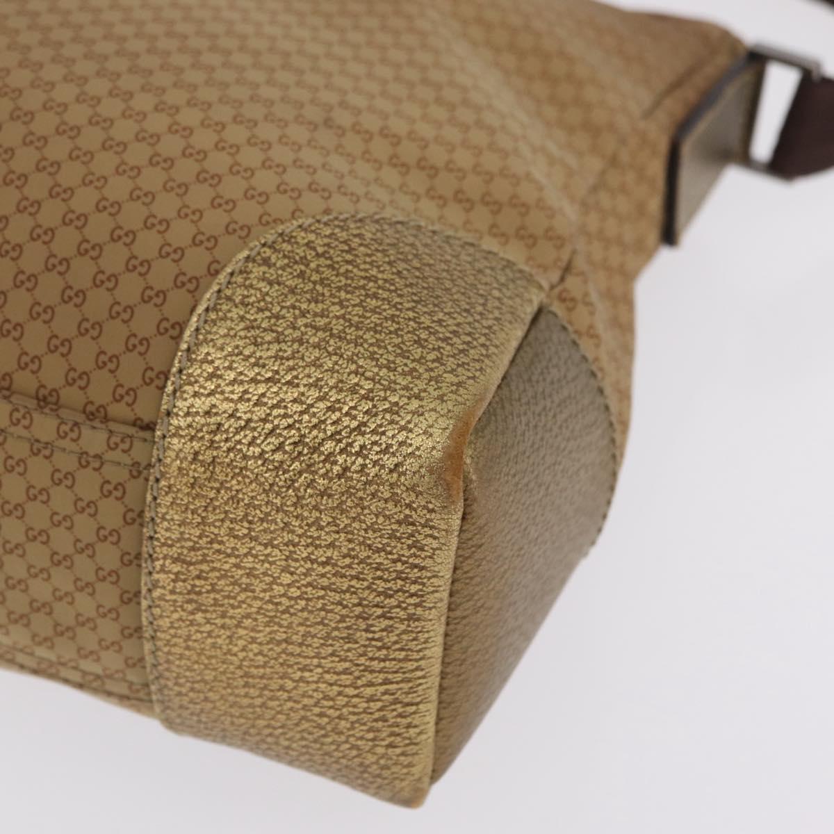 GUCCI Micro GG Canvas Shoulder Bag Nylon Outlet Brown Silver 257301 Auth ka6862