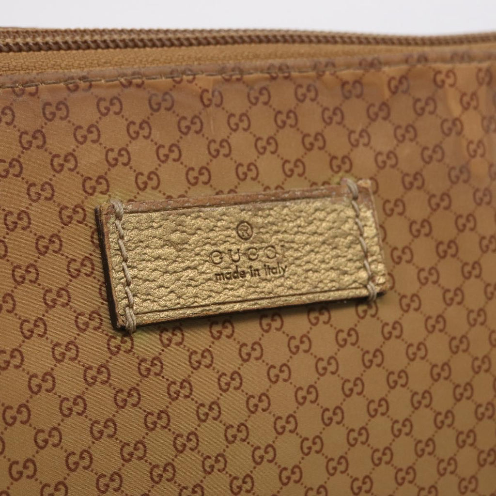 GUCCI Micro GG Canvas Shoulder Bag Nylon Outlet Brown Silver 257301 Auth ka6862