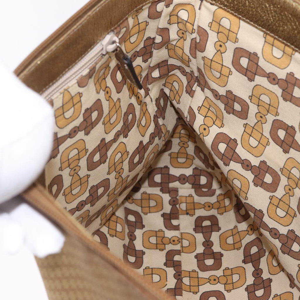 GUCCI Micro GG Canvas Shoulder Bag Nylon Outlet Brown Silver 257301 Auth ka6862