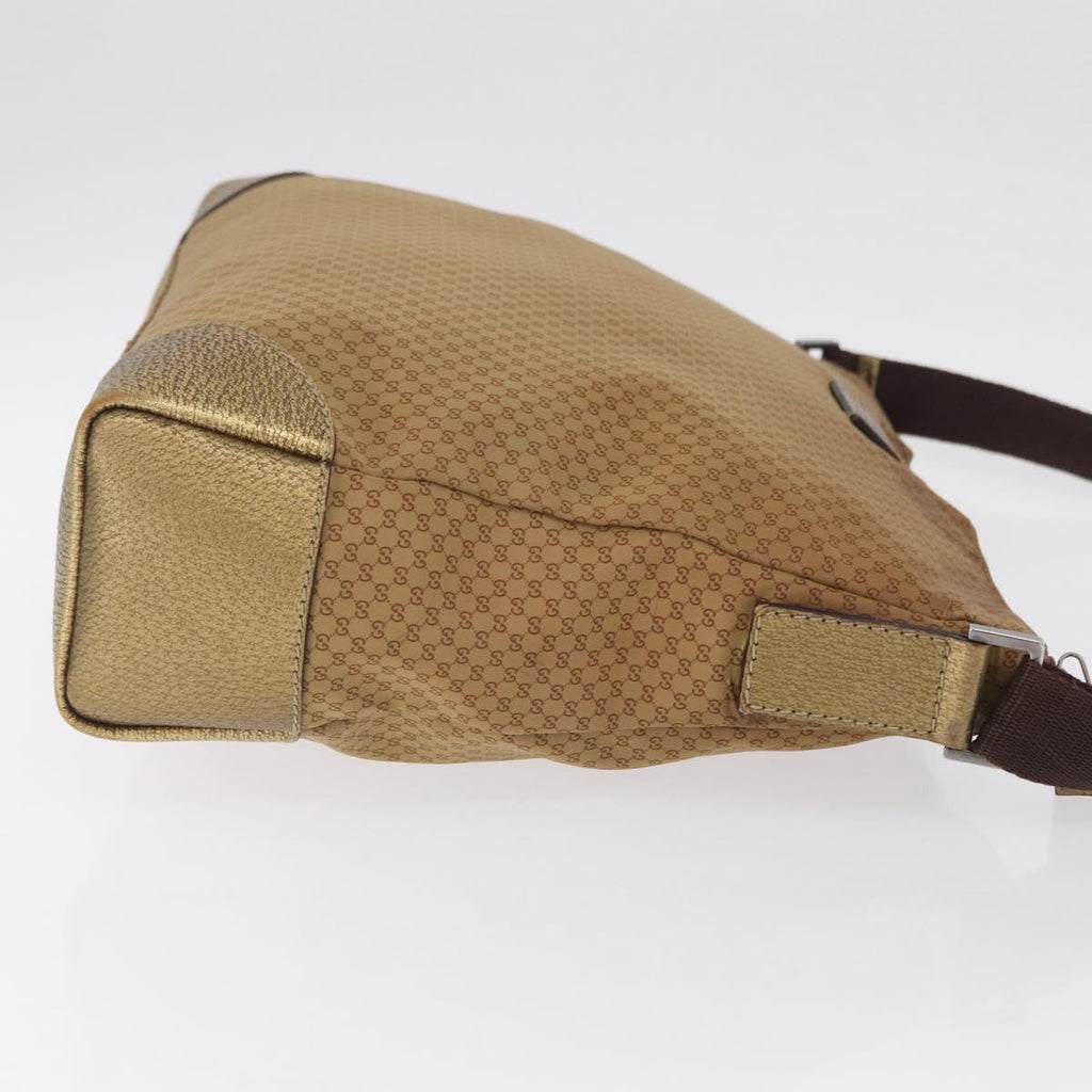 GUCCI Micro GG Canvas Shoulder Bag Nylon Outlet Brown Silver 257301 Auth ka6862