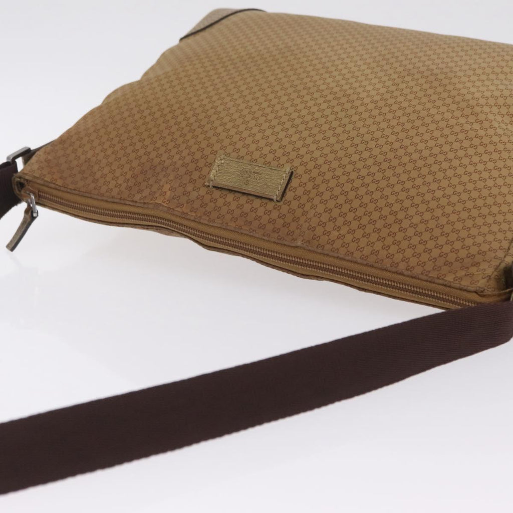 GUCCI Micro GG Canvas Shoulder Bag Nylon Outlet Brown Silver 257301 Auth ka6862