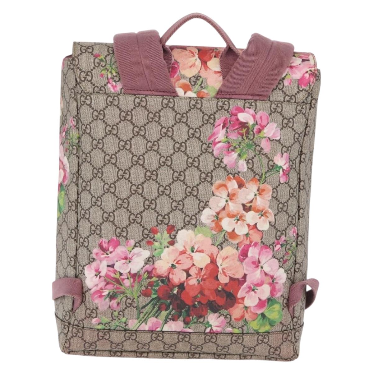GUCCI GG Blooms Backpack PVC Beige Silver 405019 Auth ka6863V