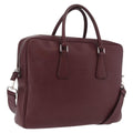 PRADA Business Bag Saffiano leather Bordeaux Silver Auth ka6891