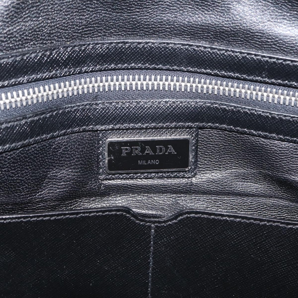 PRADA Business Bag Saffiano leather Bordeaux Silver Auth ka6891