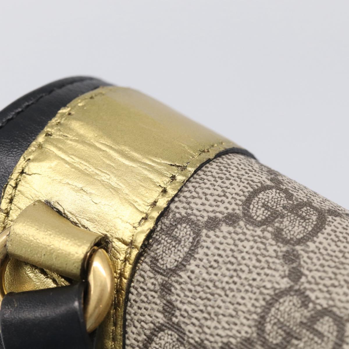 GUCCI GG Supreme Ojiride Bag Leather PVC Leather Beige Black 500781 Auth ka6900A