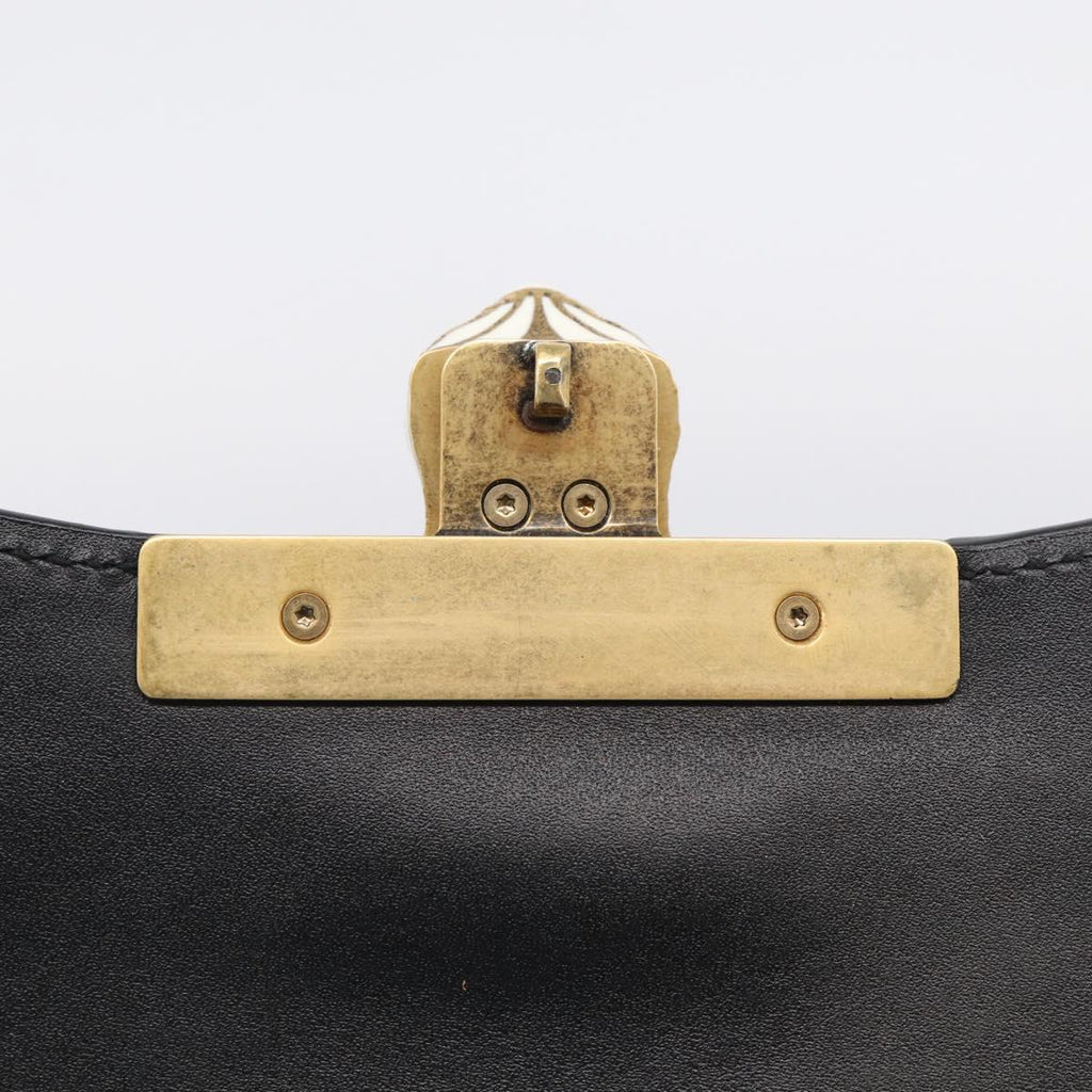 GUCCI GG Supreme Ojiride Bag Leather PVC Leather Beige Black 500781 Auth ka6900A