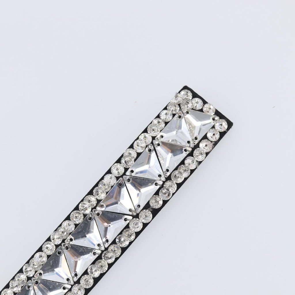 PRADA Bijoux Belt Satin 75/30 Black Silver Auth ki6885V