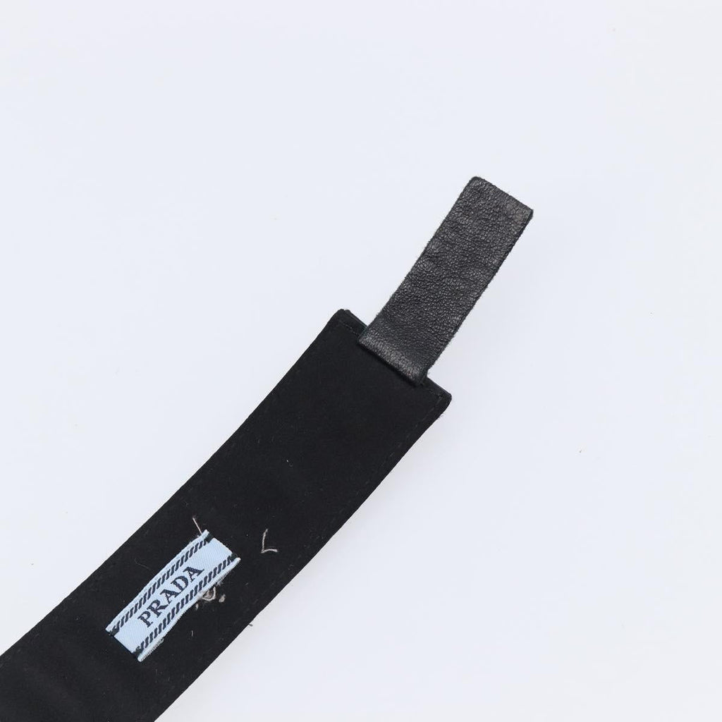 PRADA Bijoux Belt Satin 75/30 Black Silver Auth ki6885V