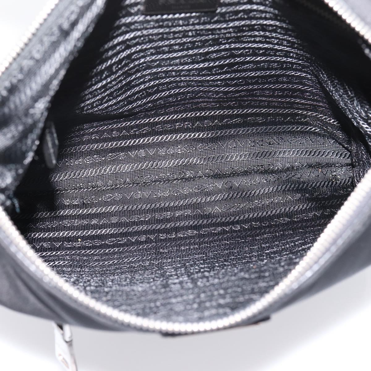 PRADA Shoulder Bag Nylon Black Silver Auth ki6913A