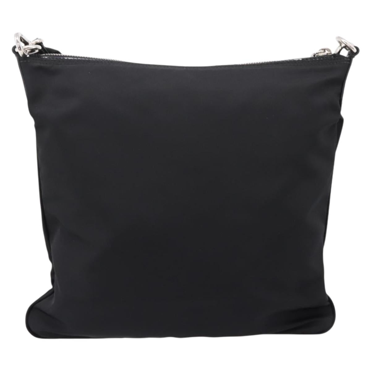 PRADA Shoulder Bag Nylon Black Silver Auth ki6913A