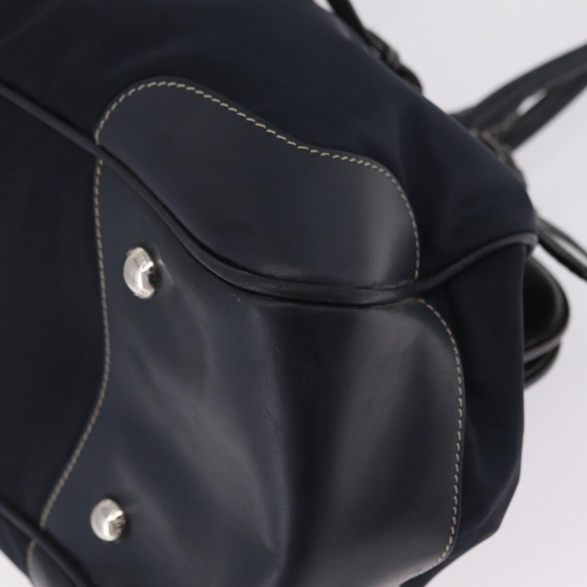 PRADA Boston Bag Nylon Navy Silver Auth ki6952V