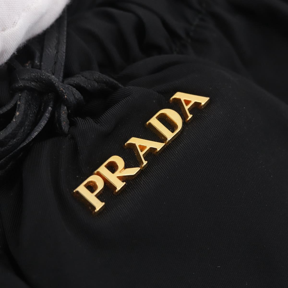 PRADA Tote Bag Nylon 2way Black Gold Tone Auth ki6955V