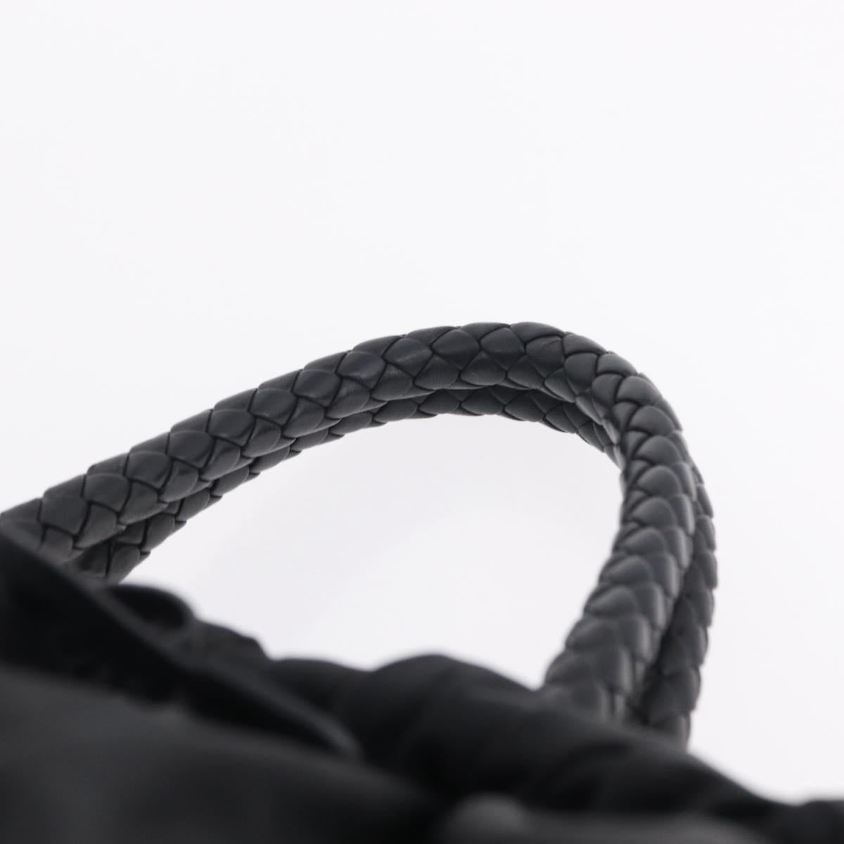 PRADA Tote Bag Nylon 2way Black Gold Tone Auth ki6955V