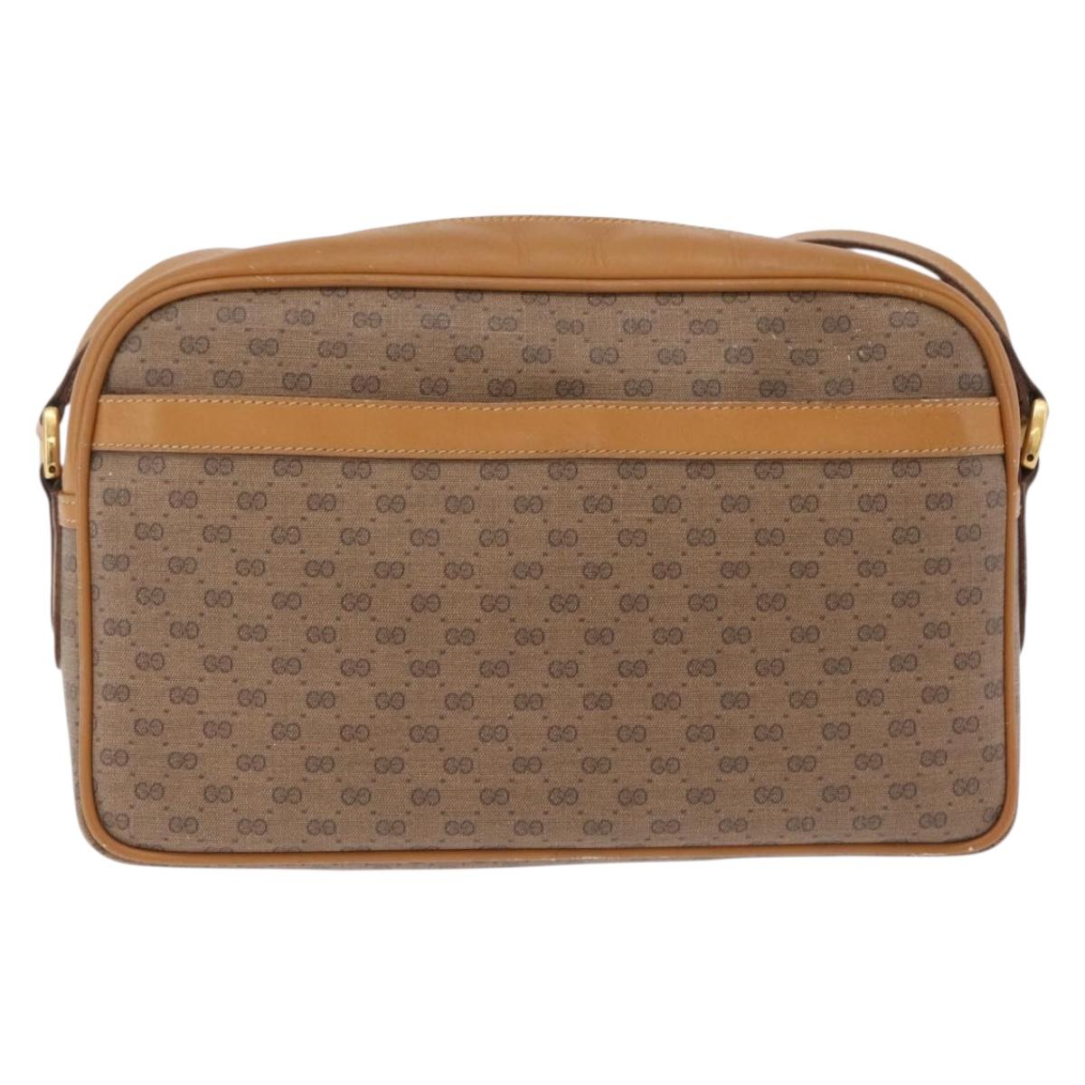 GUCCI Micro GG Shoulder Bag PVC Beige Gold Tone 001 113 0942 Auth ki6963