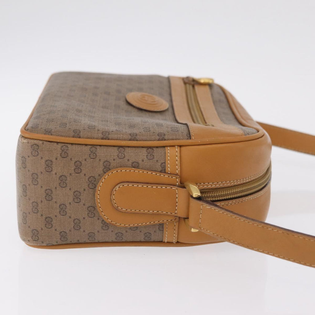 GUCCI Micro GG Shoulder Bag PVC Beige Gold Tone 001 113 0942 Auth ki6963