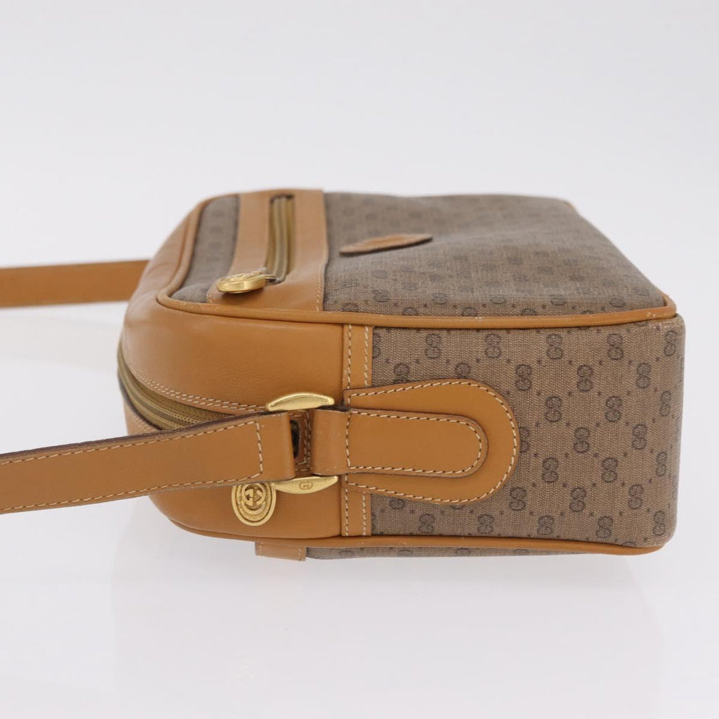 GUCCI Micro GG Shoulder Bag PVC Beige Gold Tone 001 113 0942 Auth ki6963