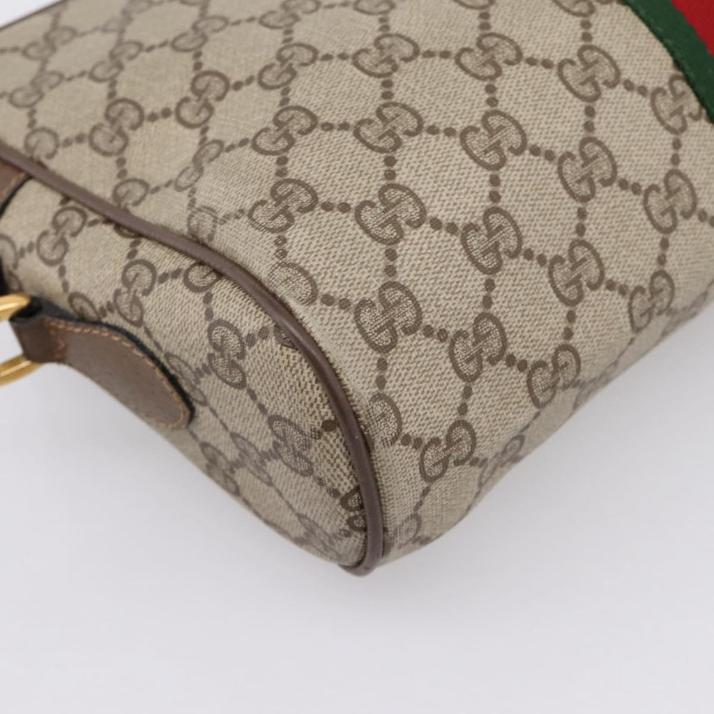 GUCCI GG Supreme Web Sherry Line Shoulder Bag PVC Beige 56 02 005 Auth kk715