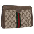 GUCCI GG Supreme Web Sherry Line Clutch Bag PVC Beige 89 01 001 Auth kk719