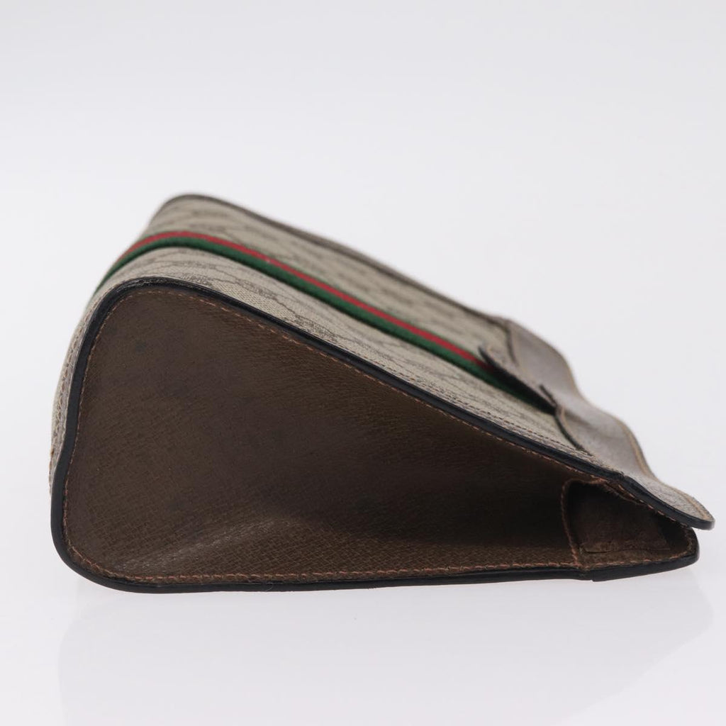 GUCCI GG Supreme Web Sherry Line Clutch Bag PVC Beige 89 01 001 Auth kk719