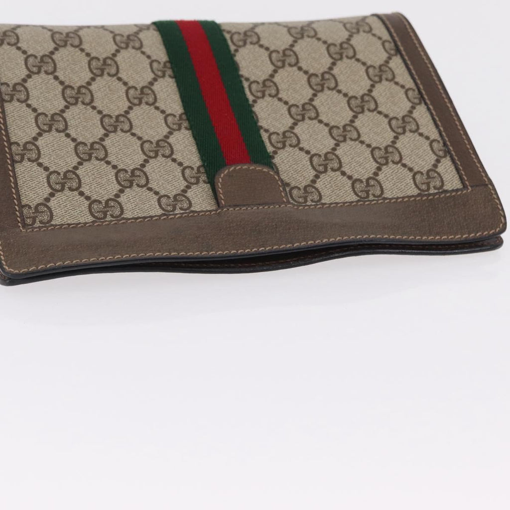 GUCCI GG Supreme Web Sherry Line Clutch Bag PVC Beige 89 01 001 Auth kk719
