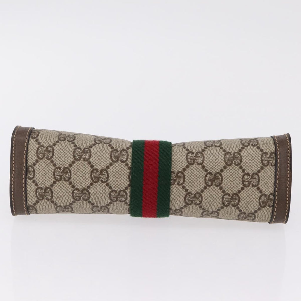 GUCCI GG Supreme Web Sherry Line Clutch Bag PVC Beige 89 01 001 Auth kk719