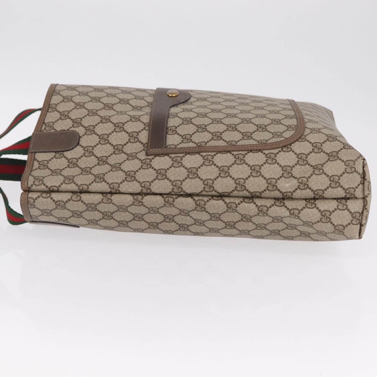 GUCCI GG Supreme Web Sherry Line Tote Bag PVC Beige Gold 39 02 003 Auth kk726